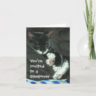 Convite de festas Sonolento Tuxedo Cat Sleepover