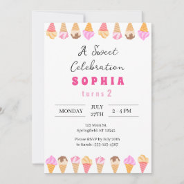 Convite de festas Sorvete doce