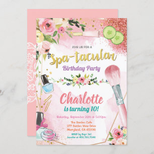 convite de festas Spa. Flor de festa de aniversári