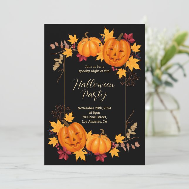 Convite de festas Spookeen Pumpkin (Em pé/Frente)