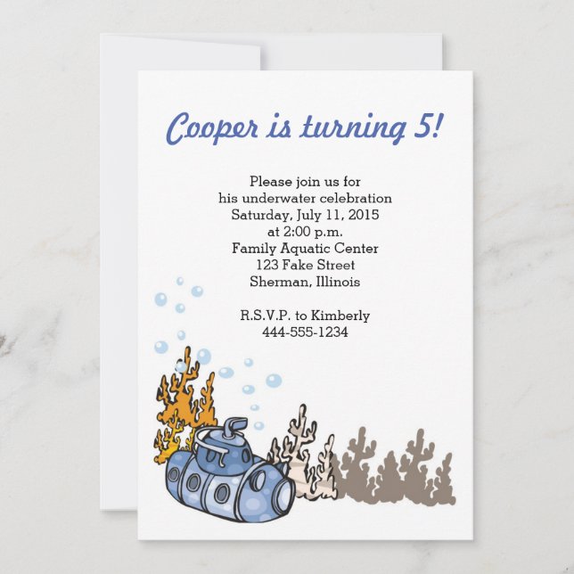 Convite de festas submarino (Frente)