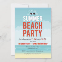 Convite de festas Sunny Summer Beach