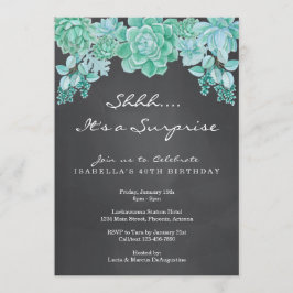 Convite de festas Surpresa Chalkboard Suculta