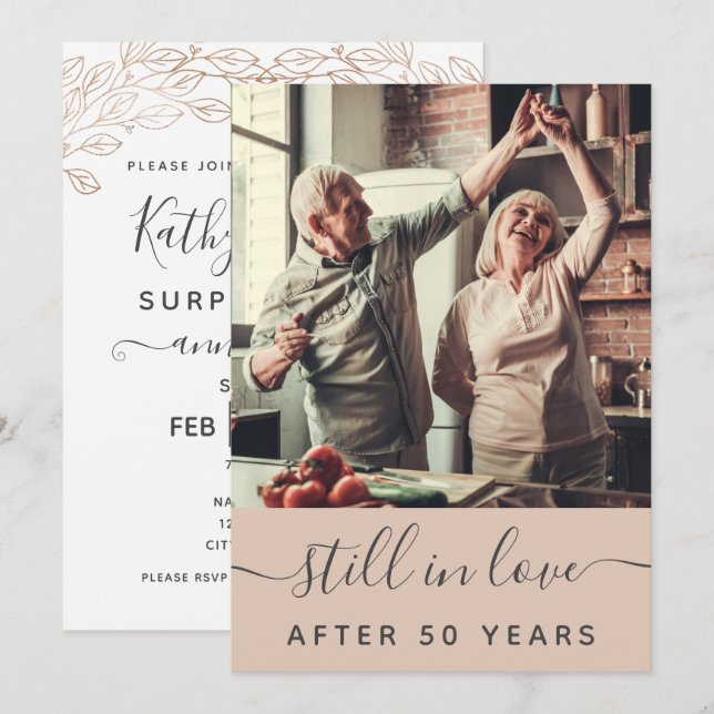 convite de festas Surpresa do 50º Aniversário (Frente/Verso)