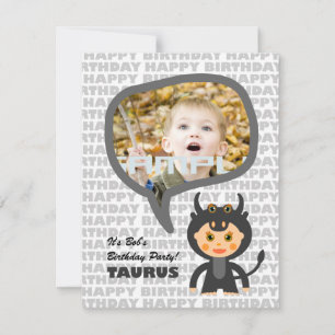 Convite de festas Taurus Kids com foto