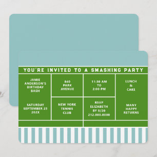 Convite de festas tênis