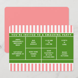 Convite de festas Tênis