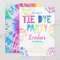 Convite de festas Tie Dye | Tie Dye Birthday