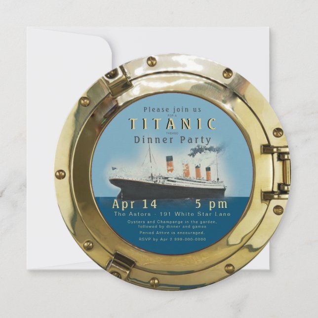 Convite de festas Titanic Porthole (Frente)