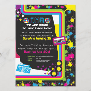 convite de festas totalmente incrível dos anos 80