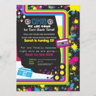 convite de festas totalmente incrível dos anos 80