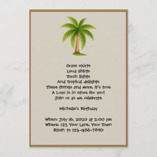 Convite de festas tropical de Luau da palmeira