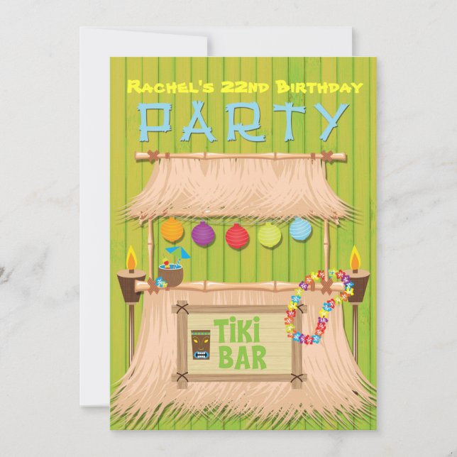 Convite de festas Tropical de Verão do Havaí de Ti (Frente)