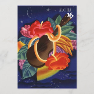 CONVITE DE FESTAS UKULELE HIBISCUS ALOHA DOCE 16