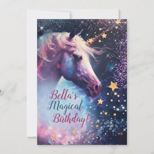 Convite de festas Unicorn Design (Frente)