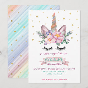 Convite de festas Unicorn   Unicorn Cake