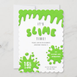 Convite de festas verde-limo neon brilhante