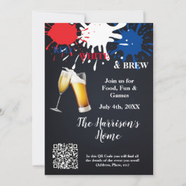 Convite de festas Vermelho, Branco e Breve