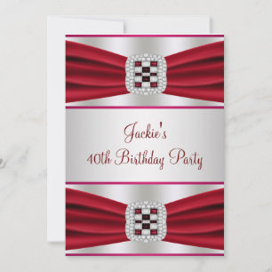 Convite de festas vermelho do aniversário de 40