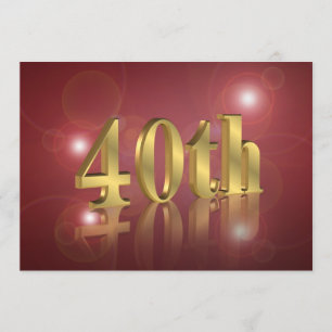 convite de festas vermelho e número dourado