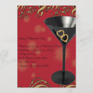 Convite de festas vermelho e preto dos namorados