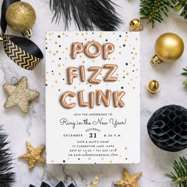 Convite de festas Véspera de ano novo dos balões D (Criador carregado)