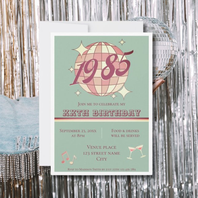 Convite de festas Vintage 1985 (Criador carregado)