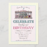 Convite de festas Vintage Carousel