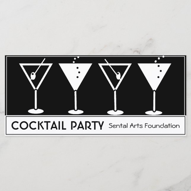 Convite de festas Vintage Cocktail (Frente)