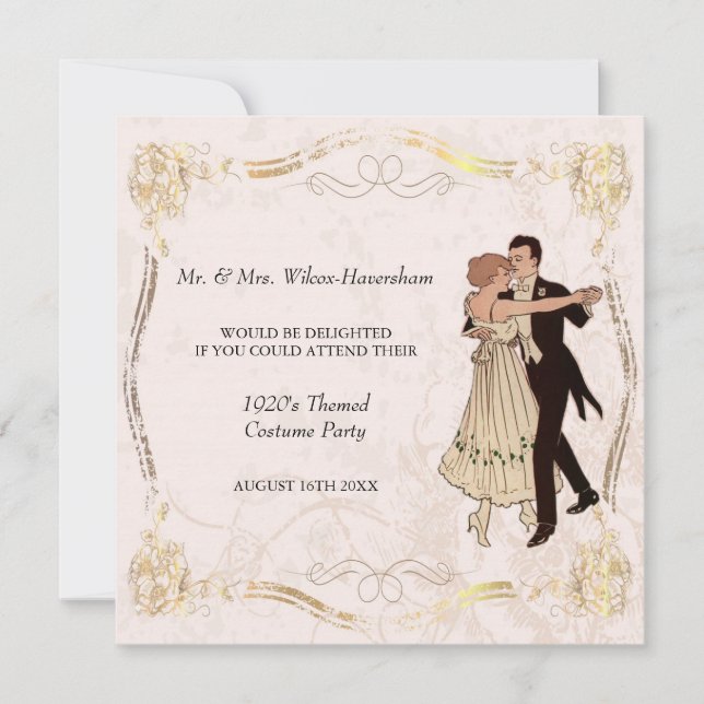 Convite de festas Vintage de 1920 (Frente)