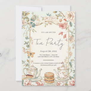 Convite de festas Vintage Floral Tea