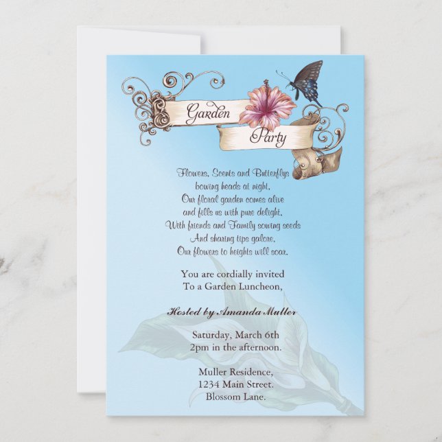 Convite de festas Vintage Garden (Frente)