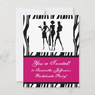 Convite de festas Zebra Rosa