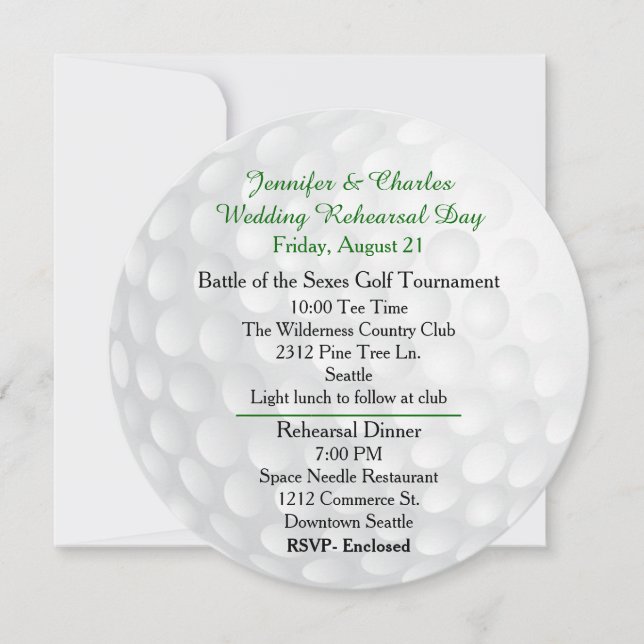 Convite de Festividades Pré-Casamento Bola de Golf (Frente)