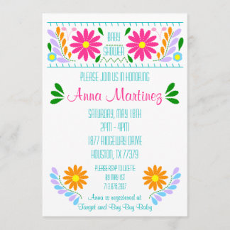 Convite de Fiesta de Bordado Mexicano Tradicional