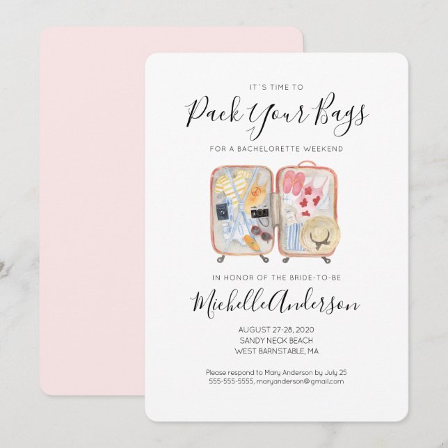 Convite de Fim de Semana da Bagagem de Água (Frente/Verso)