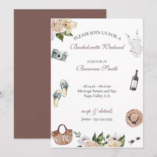 Convite de Fim de Semana de Bachelorette Winery (Frente/Verso)