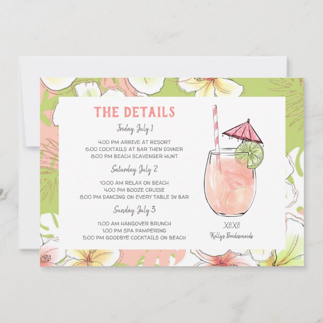 Convite de Fim de Semana de Férias de Despedida de (Verso)