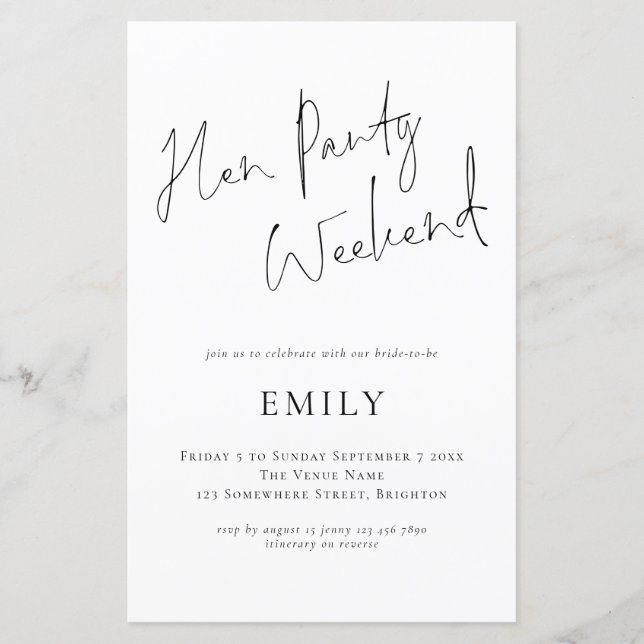 Convite de Fim de Semana Itinerário de Script de P (Frente)