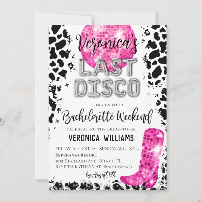 Convite de Fim de Semana para Despedida de Solteir (Frente)