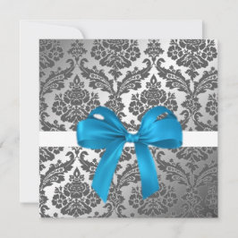 convite de fita azul e damasco preto