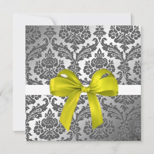 convite de fita verde damasco preto, adicionar tex (Frente)