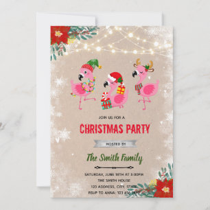 convite de flamingo de natal e tilintar