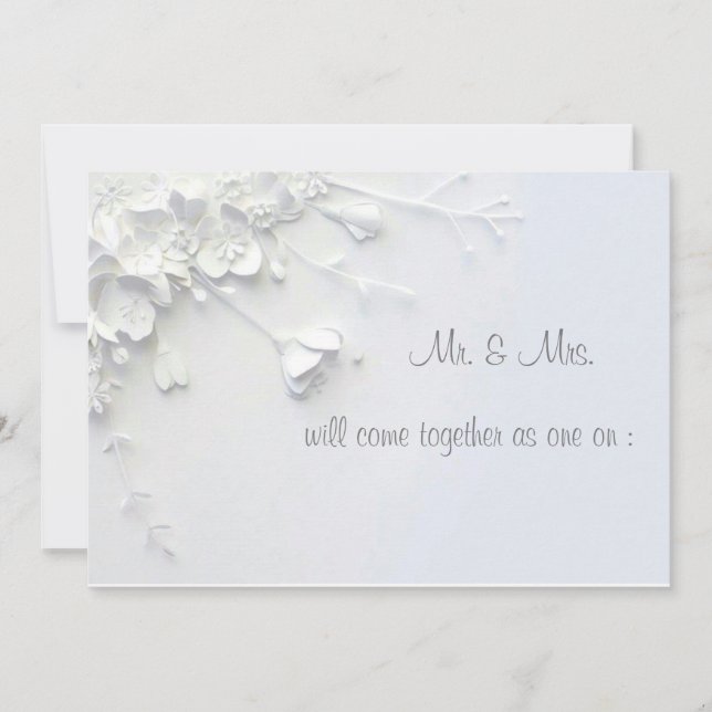Convite de flor simples 3D branco (Frente)