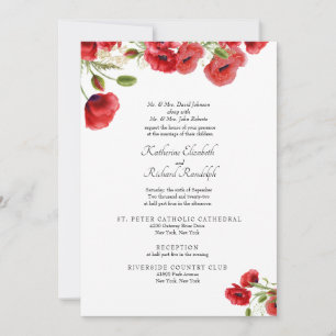 Convite de Flora de Casamento Formal Ambos os Pais