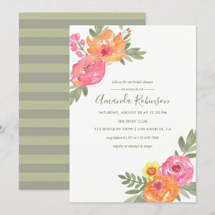 Convite de flores aquarela para chá de noiva de pr