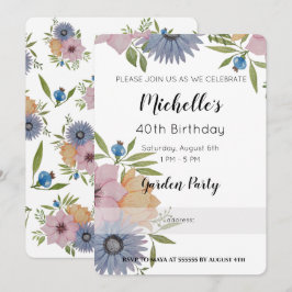 Convite de Flores Aquarela para Festa de Aniversár