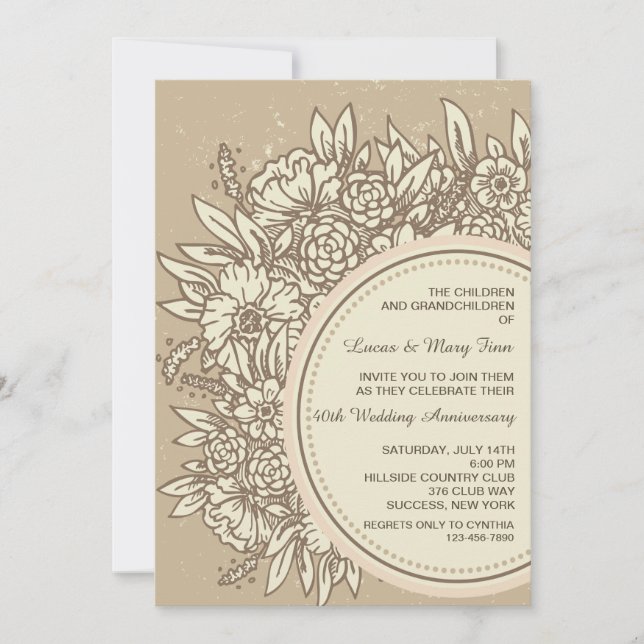 Convite de Flores de Aniversário (Frente)