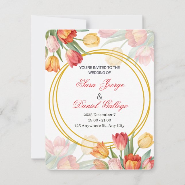 convite de flores de casamento (Frente)