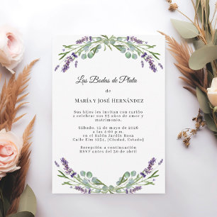 Convite de Flores de Lavanda para Bodas de Prata